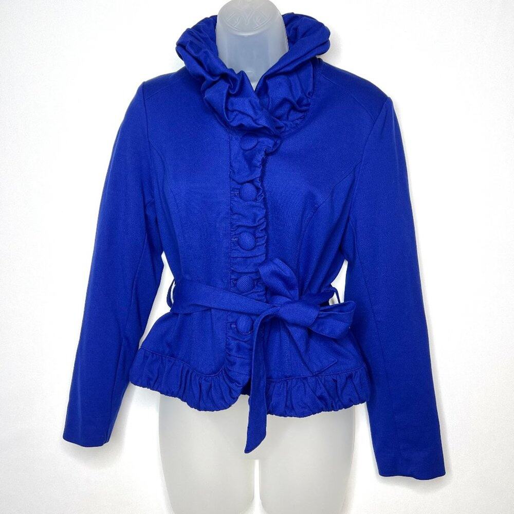 INC Petite Royal Blue Ruffle Jacket Small